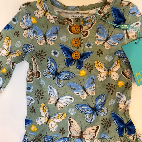 Posh Peanut “Lucy” dark sage twirl bamboo skirt bodysuit size 6-12 months NWT - Picture 4 of 9
